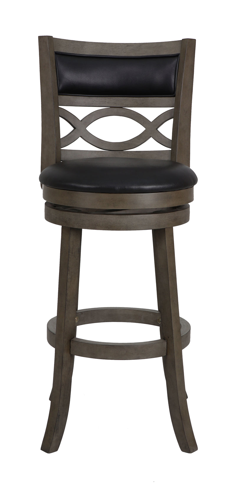 Manchester 29" Bar Stool W/Black Pu Cushions-Gray