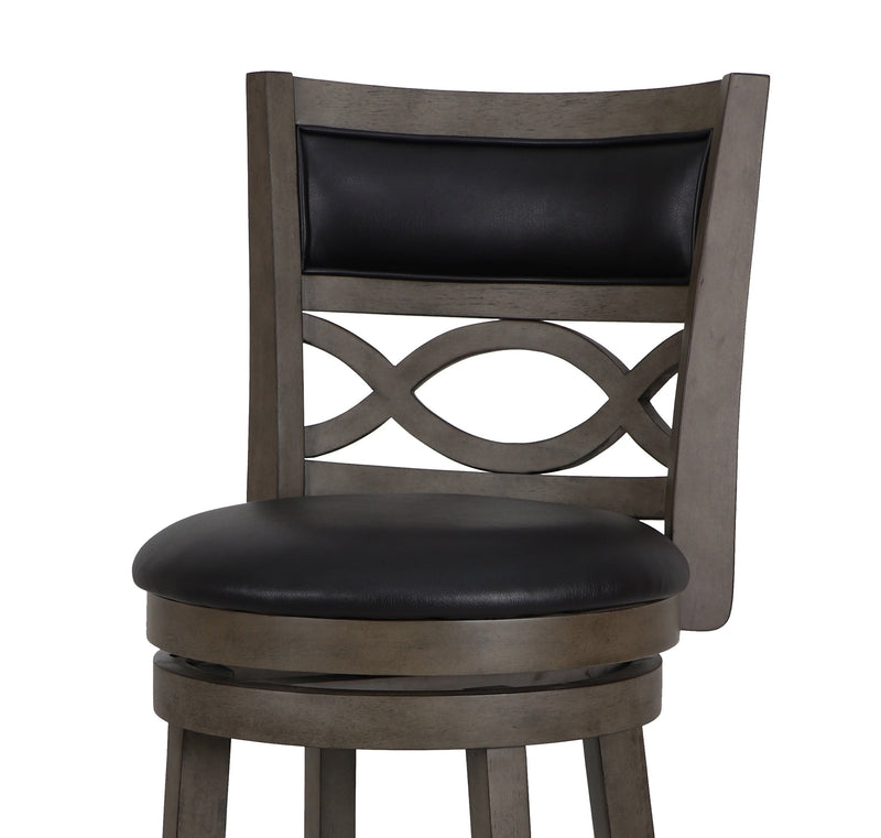 Manchester 29" Bar Stool W/Black Pu Cushions-Gray