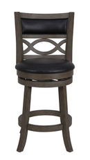 Manchester 24" Counter Stool W/Black Pu Cushions-Gray