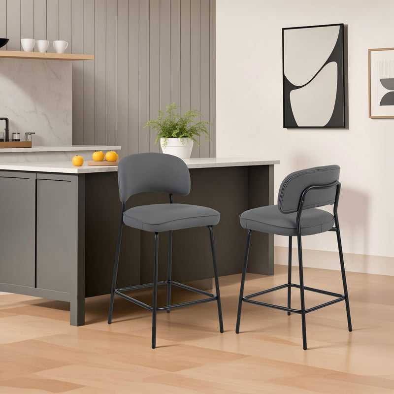 Blythe Gray Vegan Leather Counter Chair (2 Per Carton)
