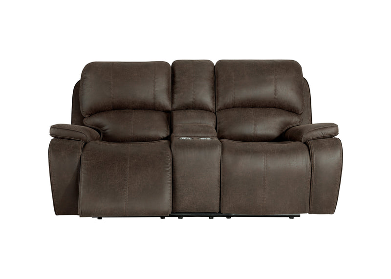 Brookings Console Loveseat W/Pwr Hr & Fr-Brown