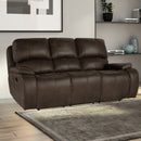 Brookings Sofa W/Dual Recliner-Brown