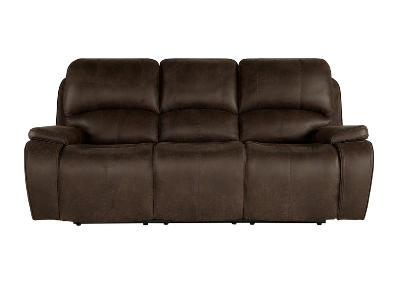 Brookings Sofa W/Dual Recliner-Brown