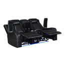 Orion Ii Console Loveseat W/ Dual Recliners-Black