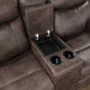 Quade Console Loveseat W/ Dual Recliners-Mocha