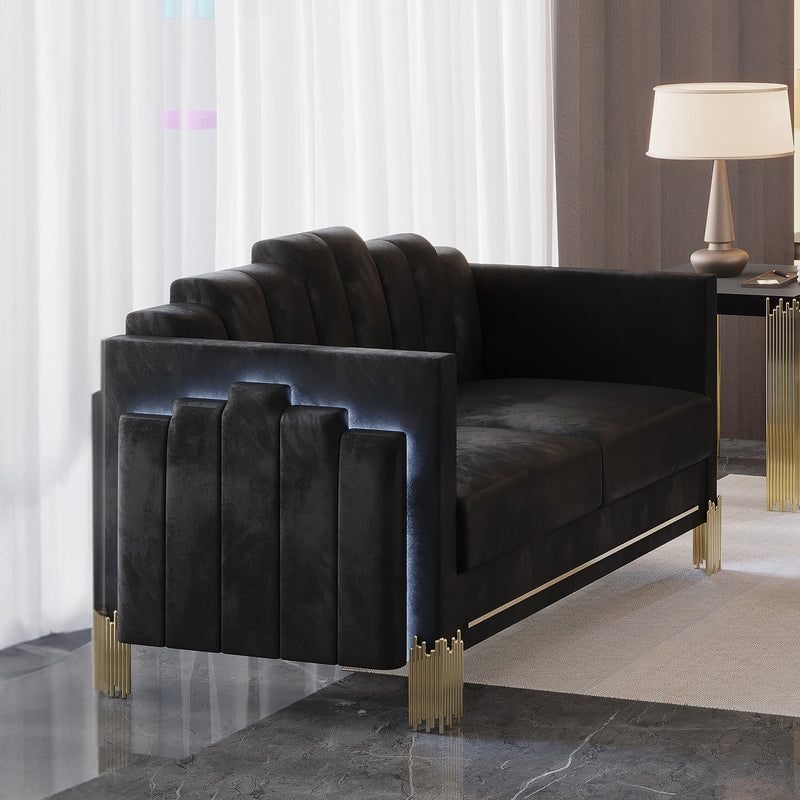 Empire Lighted Loveseat-Black