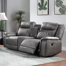 Enzo Console Loveseat W/ Dual Recliners--Gray