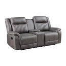 Enzo Console Loveseat W/ Dual Recliners--Gray