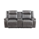 Enzo Console Loveseat W/ Dual Recliners--Gray