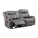 Enzo Console Loveseat W/ Dual Recliners--Gray