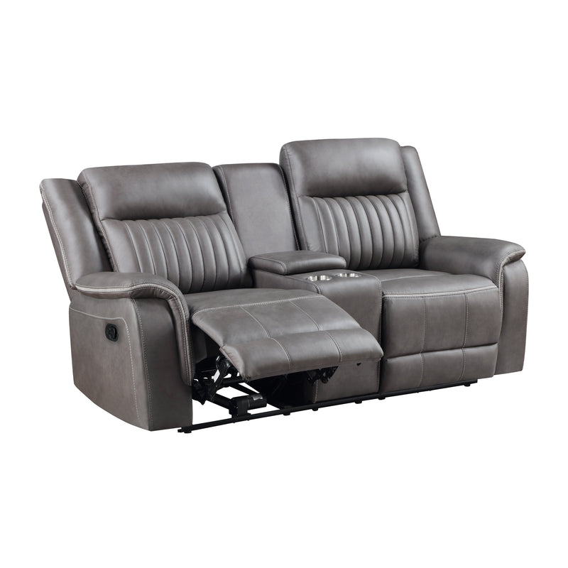 Enzo Console Loveseat W/ Dual Recliners--Gray
