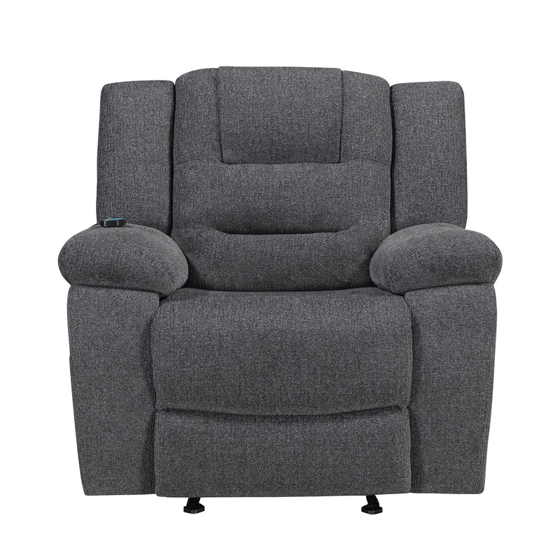 Redondo Glider Recliner W/Heat And Massage-Dk Gray