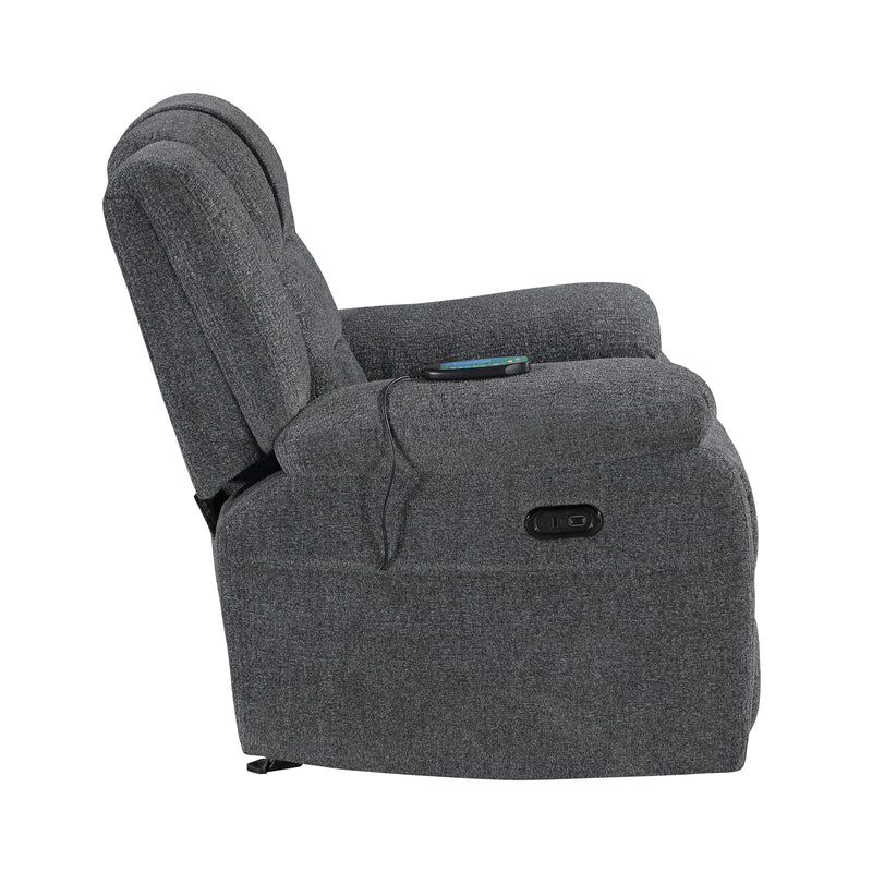 Redondo Glider Recliner W/Heat, Massage, Pwr Fr -Dk Gray