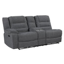 Redondo Laf Console Loveseat W/ 2 Recliners-Dk Gray