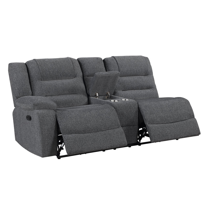 Redondo Laf Console Loveseat W/ 2 Recliners-Dk Gray