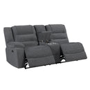 Redondo Laf Console Loveseat W/ 2 Recliners Pwr Fr-Dk Gray