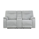 Chablis Reclining Console Loveseat-Mist Gray
