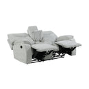 Chablis Reclining Console Loveseat-Mist Gray