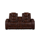 Chester Reclining Console Loveseat-Brown