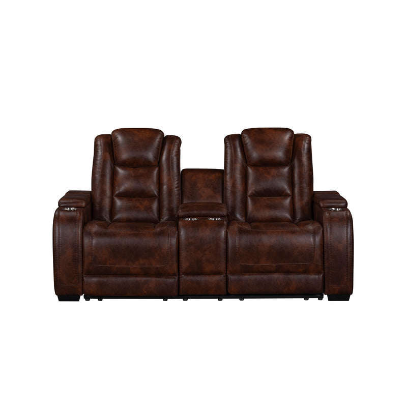 Chester Reclining Console Loveseat W/Pwr Hr & Fr-Brown