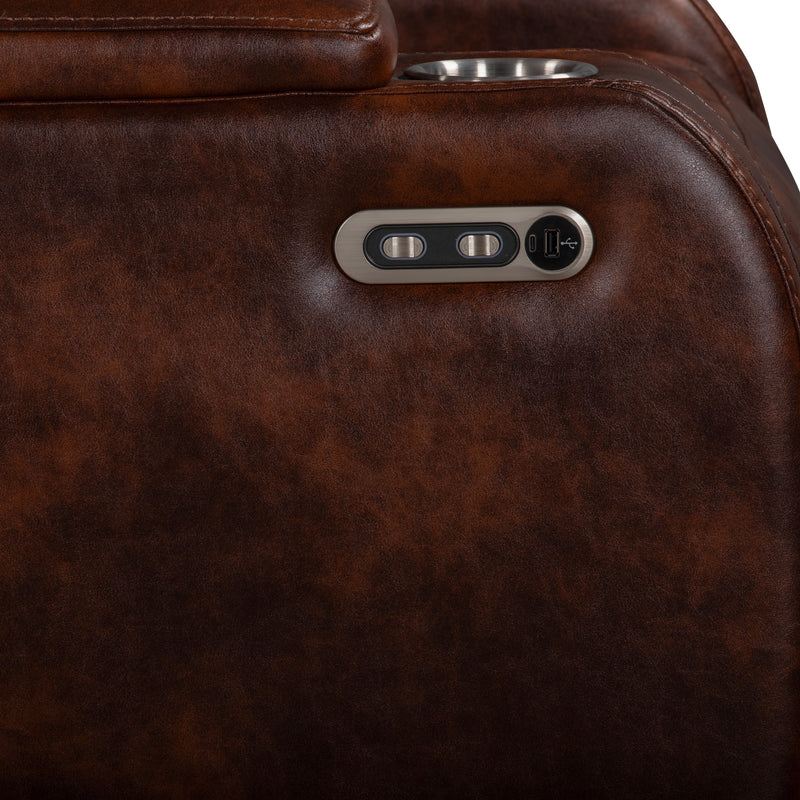 Chester Reclining Console Loveseat W/Pwr Hr & Fr-Brown