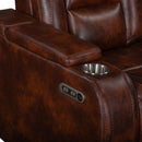Chester Reclining Console Loveseat W/Pwr Hr & Fr-Brown