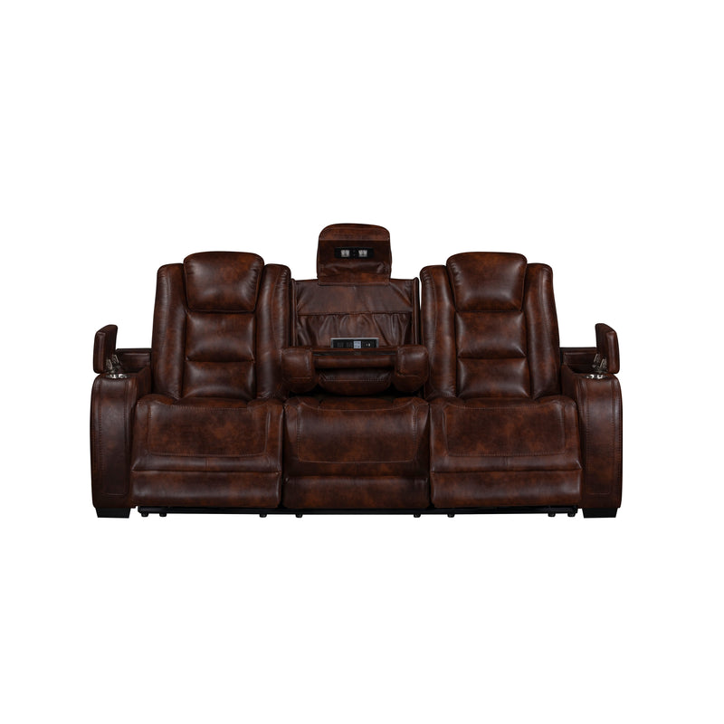Chester Reclining Sofa W/Pwr Hr & Fr-Brown