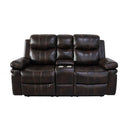 Kellen Console Loveseat W/ Dual Recliners-Brown