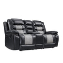 Nikko Console Loveseat W/ Dual Recliners-Black/Gray