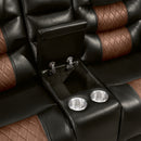 Nikko Console Loveseat W/ Dual Recliners-Brown