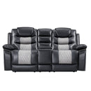 Nikko Console Loveseat W/Pwr Fr-Black/Gray