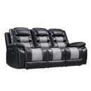 Nikko Sofa W/Dual Recliner-Black/Gray