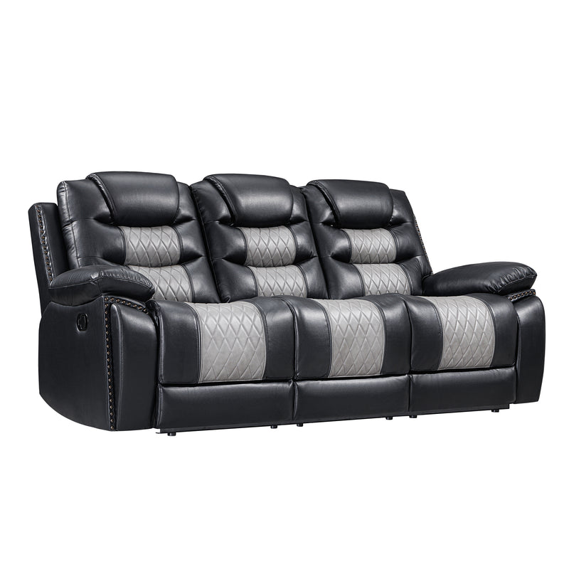 Nikko Sofa W/Dual Recliner-Black/Gray
