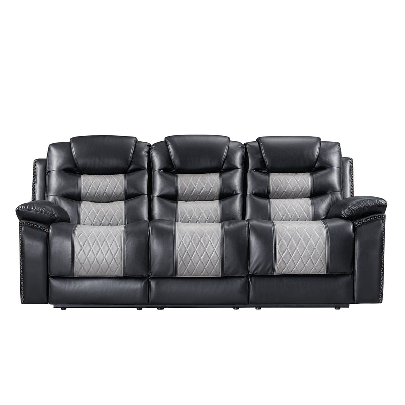 Nikko Sofa W/Dual Recliner-Black/Gray