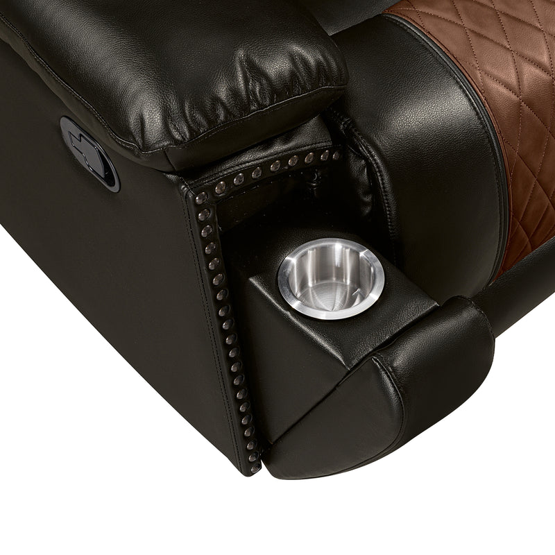 Nikko Sofa W/Dual Recliner-Brown