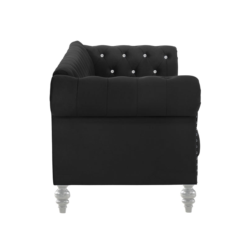 Emma Crystal Loveseat-Black