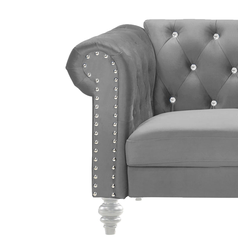 Emma Crystal Loveseat-Gray