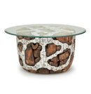 AICO Furniture Discoveries Wood Crafted Round Cocktail Table with Silver Accents image