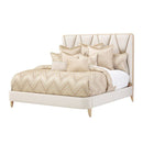 AICO La Rachelle Cal King Upholstered Panel Bed in Medium Champagne