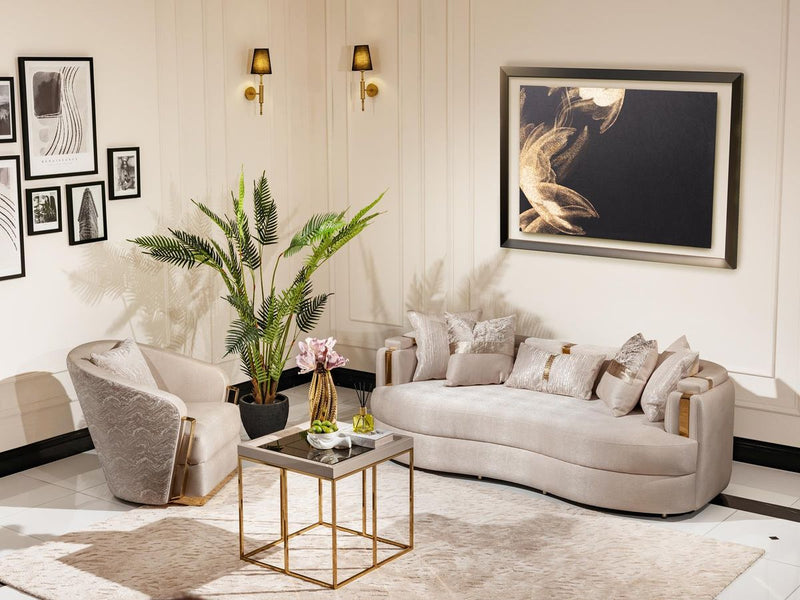 AICO Carmela Side Table in Shimmer Ivory