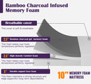 Nasturtium 10" Queen Bamboo Charcoal Infused Memory Foam