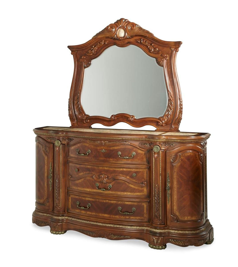AICO Cortina Mirror in Honey Walnut