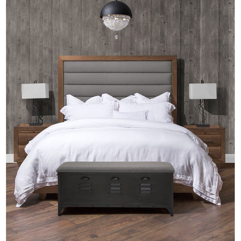 AICO Brooklyn Walk Queen Channel Tufted Panel Bed in Burnt Umber