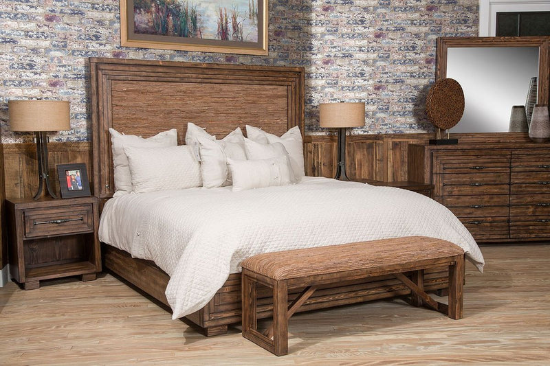 Aico Carrollton One Drawer Nightstand in Rustic Ranch