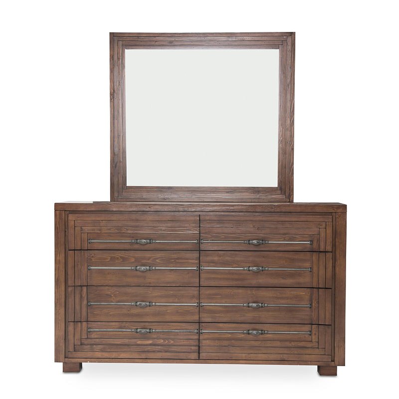 Aico Carrollton Mirror in Rustic Ranch