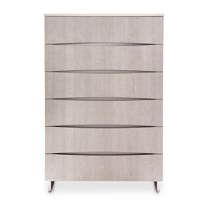 AICO Marin 6-Drawer Chest in Greige