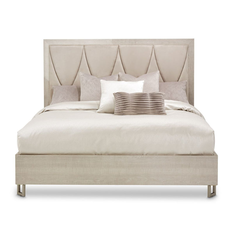 AICO Marin Cal King Panel Bed in Greige