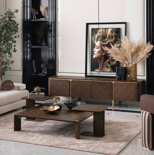AICO Furniture Amora Cocktail Table in Eggshell Walnut
