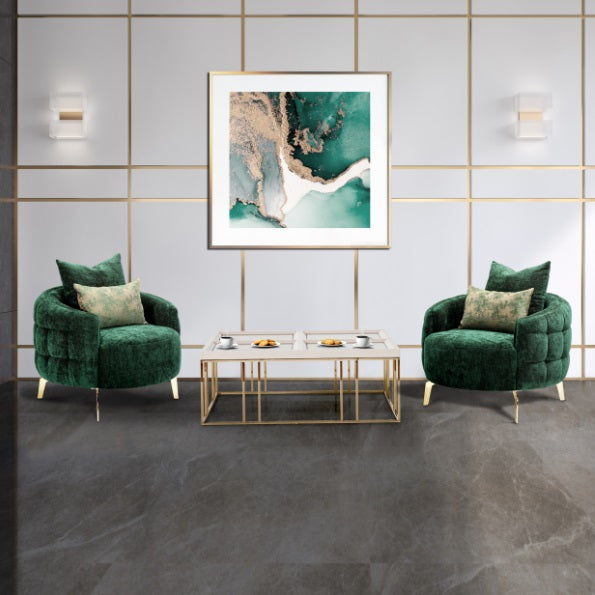 AICO Furniture Celine Chair in Emerald/Gold