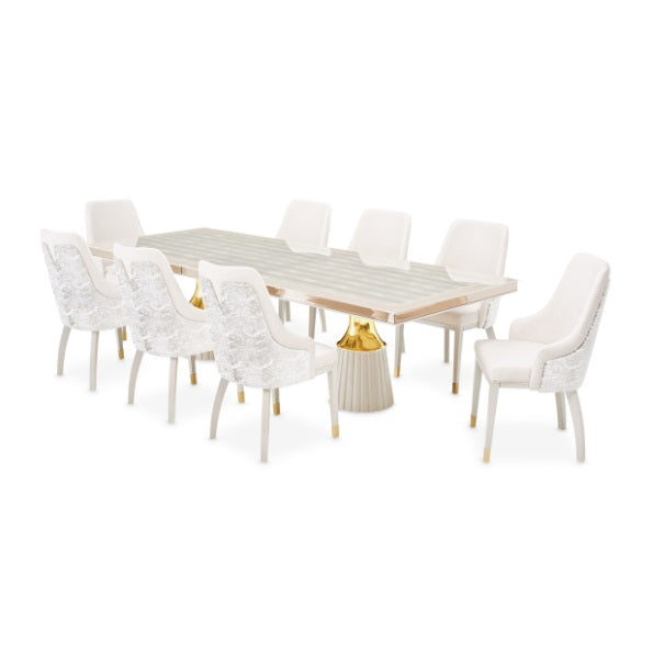 AICO Furniture Carmela Dining Arm Chair (Set of 2) in Shimmer Ivory